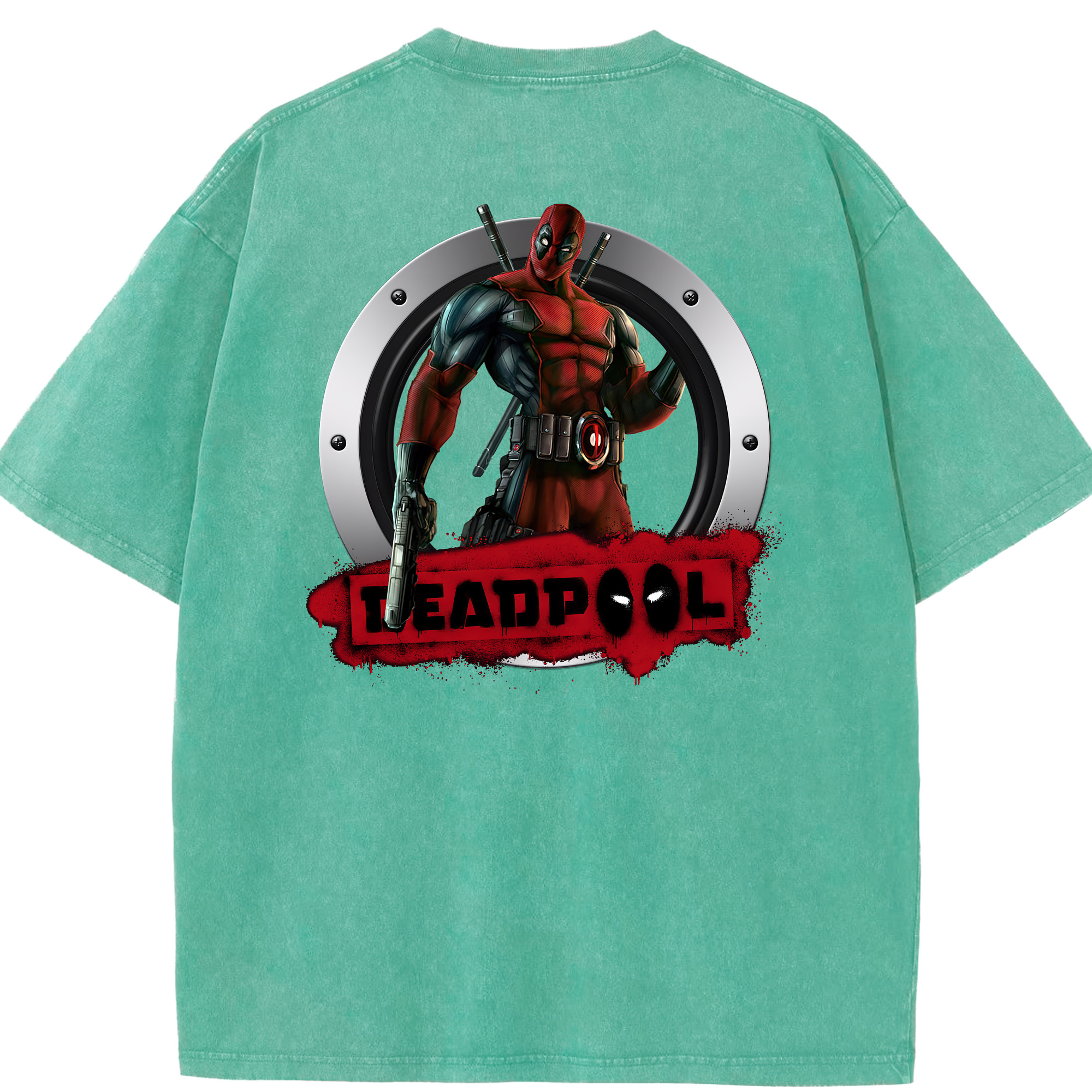 （画像用） Deadpool デッドプール 綿100% ヴィンテージ風 半袖Tシャツ（背面プリント）